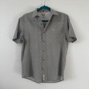 Original Penguin‎ Mens Classic Fit Short Sleeve Button Down Small Grey Pattern